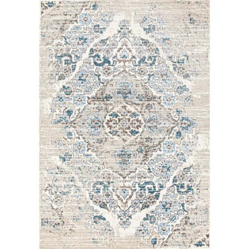 Bungalow Rose Mogos Oriental Cream/Teal/Beige Area Rug & Reviews